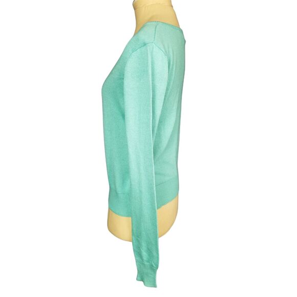 Milly of New York Vintage Silk/Cashmere Blue/Green Cardigan Size Medium - Picture 4 of 5